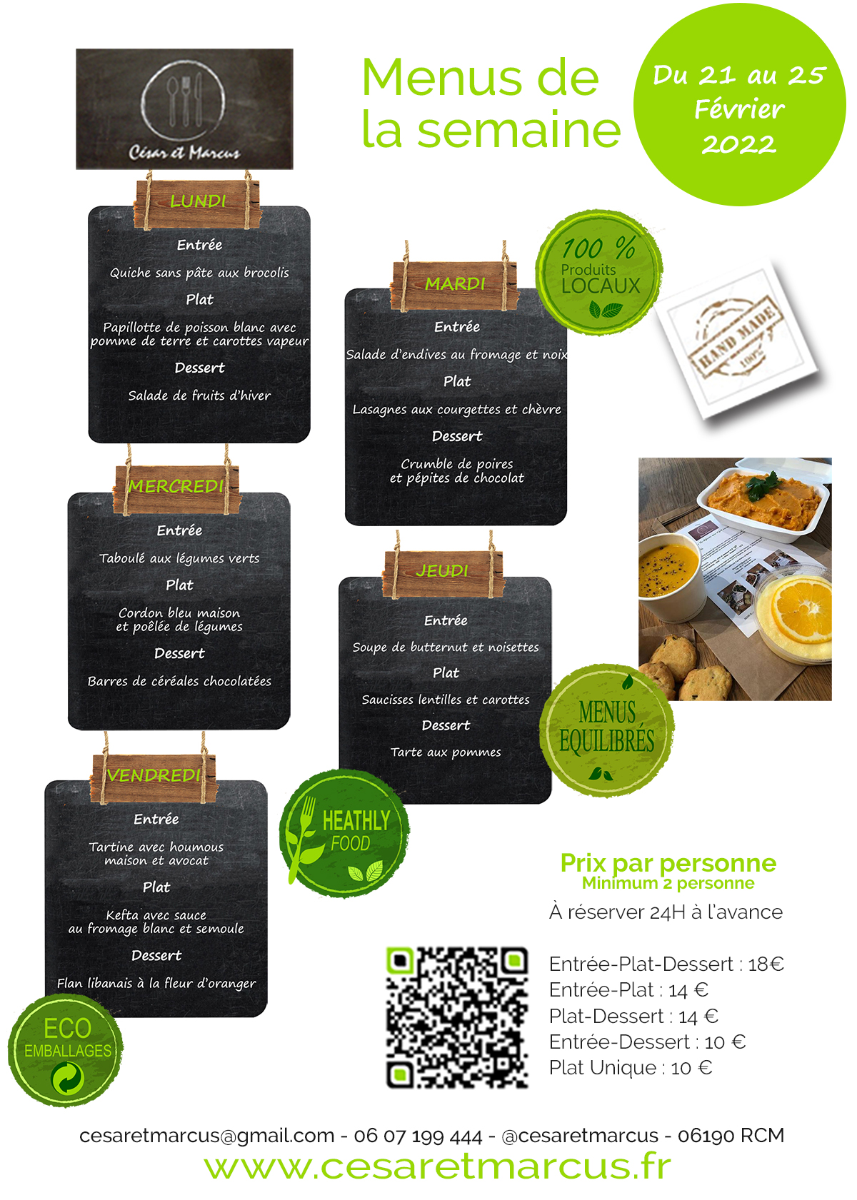 Menus de la semaine 8 - 2022 - Livraison Lunch Box Monaco Roquebrune Menton - Livraison Lunch Box Monaco Roquebrune Menton